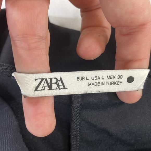Zara Ponte Zip Front Leggings Women Size Large Black Slim Skinny Stretchy Active - Picture 8 of 11
